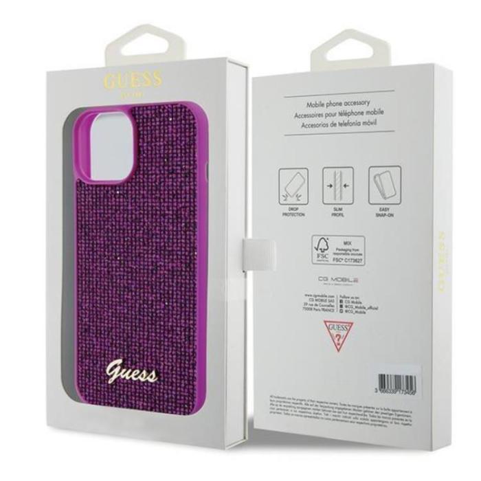 Guess - Guess iPhone 15 Mobilskal Disco Metal Script - Rosa