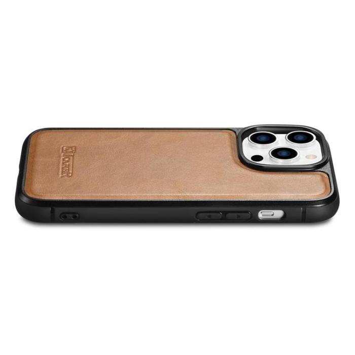 ICARER - iCarer iPhone 14 Pro Skal Magsafe Äkta Läder - Ljusbrun