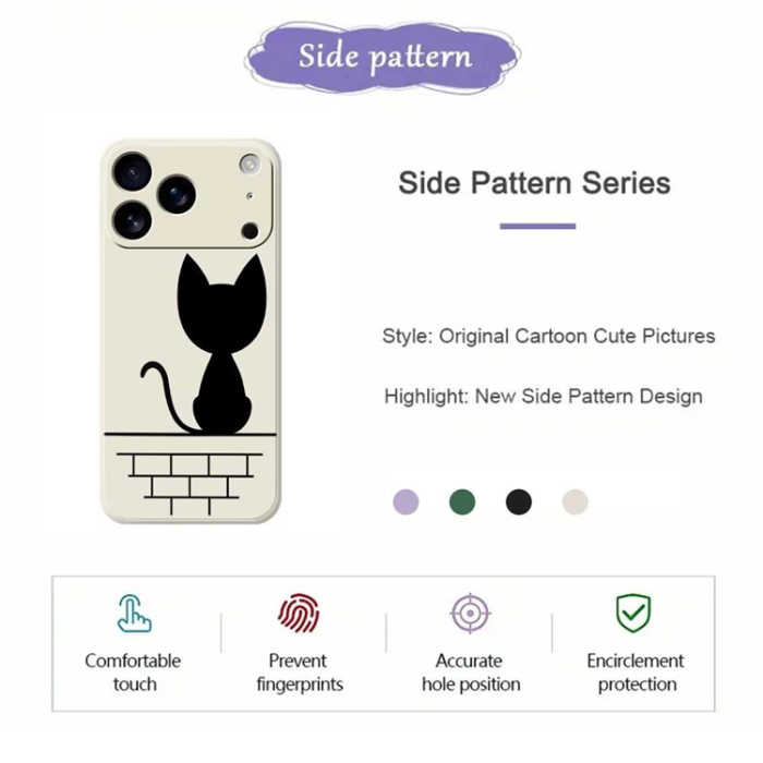 A-One Brand - iPhone 17 Pro Max Mobilskal Black Cat on the Wall - Beige