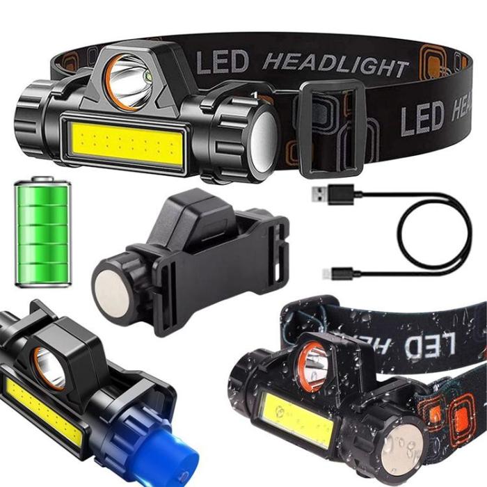 OEM - 4in1 Huvud Ficklampa LED med Magnet och Batteri - Svart