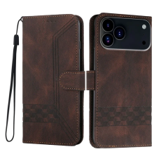 A-One Brand - iPhone 17 Pro Max Plånboksfodral Imprint Läder - Coffee