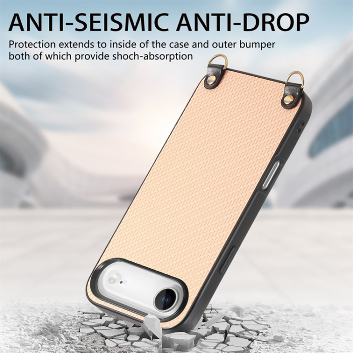 A-One Brand - iPhone Air Mobilskal Med Axelrem Snodd Carbon Fiber - Khaki