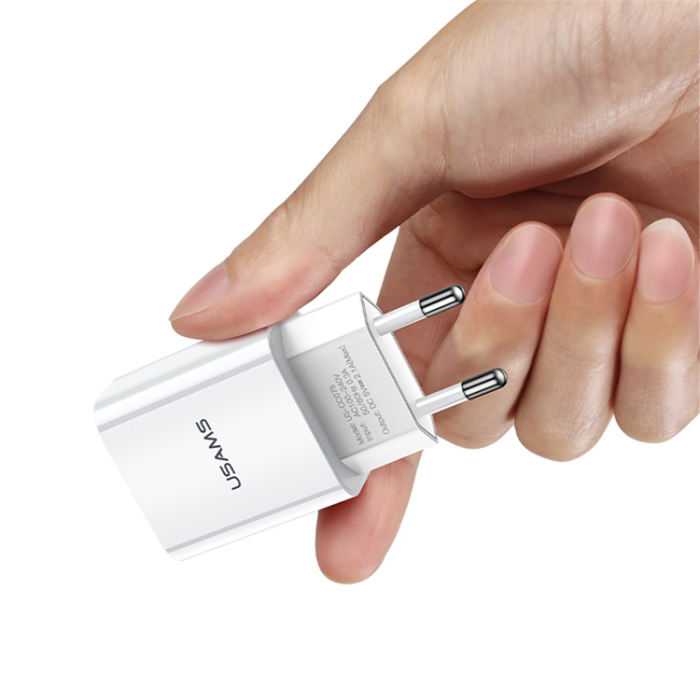 USAMS - USAMS Väggladdare USB-A US-CC075 T18 5V EU - Vit