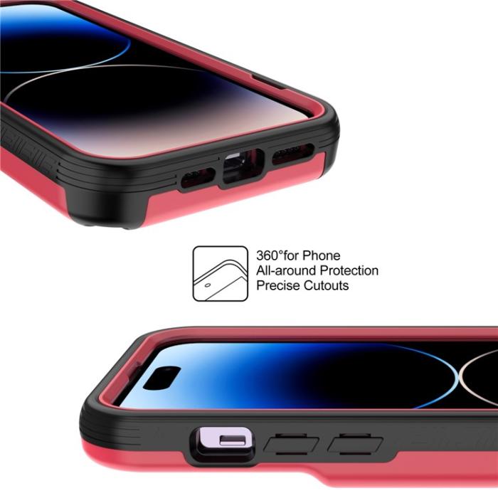OEM - iPhone 14 Pro Skal Korthållare Mirror Kickstand - Röd