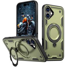 N/A - Mobilskal till iPhone 16 Plast Milit&auml;rt Skydd med St&auml;ll - Olivgr&ouml;n