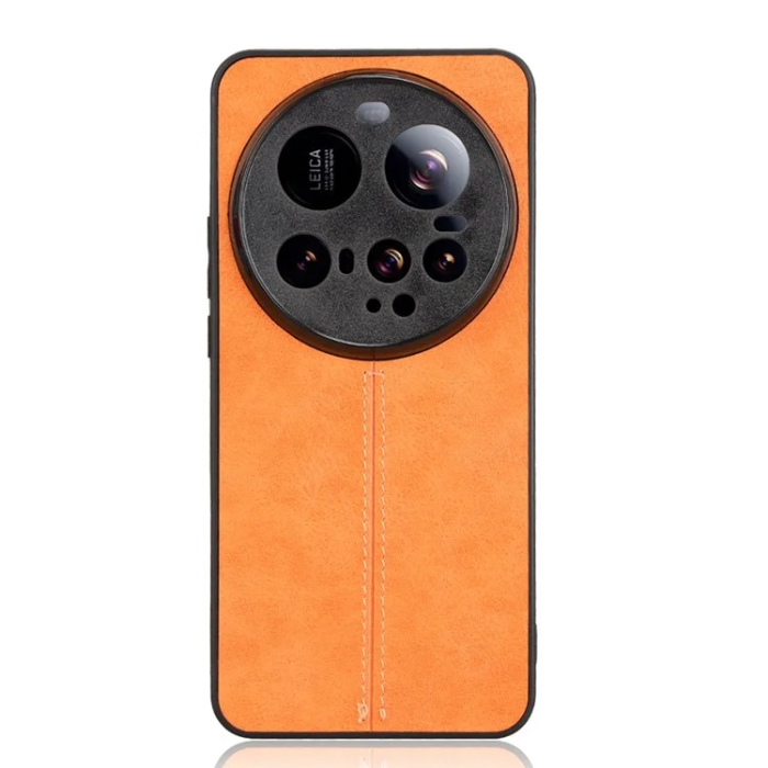 A-One Brand - Xiaomi 15 Ultra Mobilskal Cowhide Lader Stitching - Orange