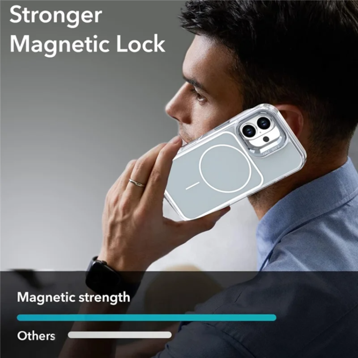 A-One Brand - iPhone 16 Mobilskal MagSafe Lens Kickstand med Handrem - Grå