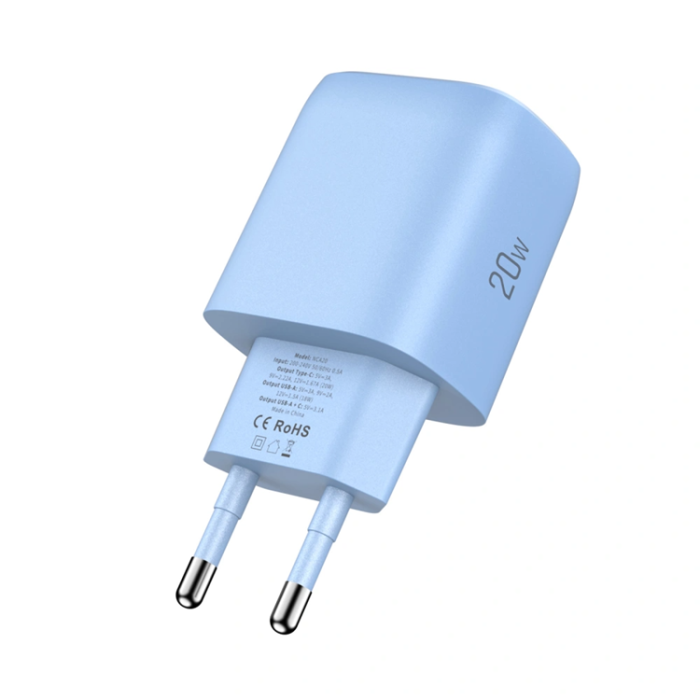 Tech-Protect - Tech-Protect Väggladdare Adapter USB-A/USB-C 30W - Baby Blå