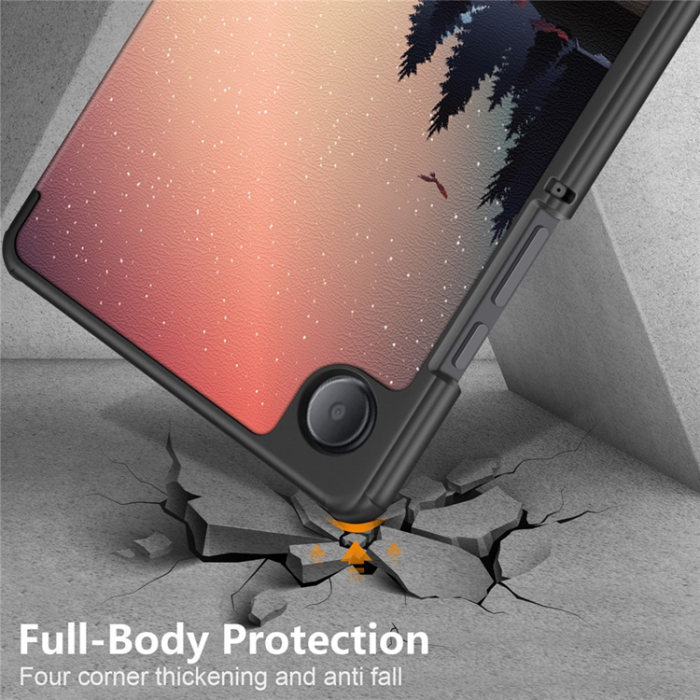 A-One Brand - Galaxy Tab A9 Fodral Pattern Printing Tri-fold Konstläder