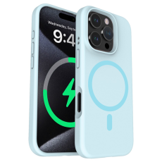 A-One Brand - iPhone 16 Pro Max Mobilskal Magsafe Liquid Silicone - Baby Blå