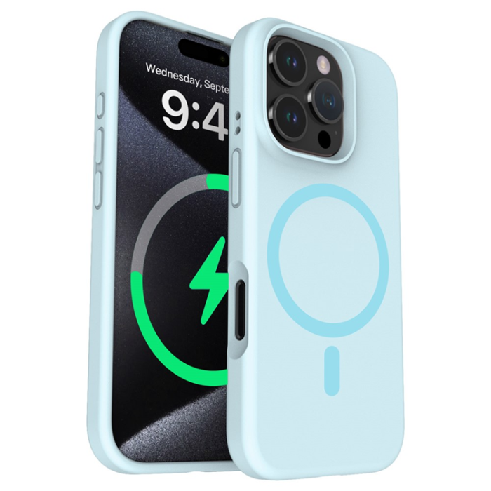 A-One Brand - iPhone 16 Pro Max Mobilskal Magsafe Liquid Silicone - Baby Blå