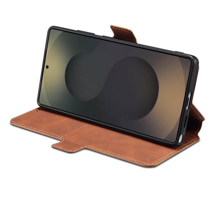 DENIOR - DENIOR B06 Samsung Galaxy S24 Ultra Plånboksfodral Konstläder + TPU - Brun