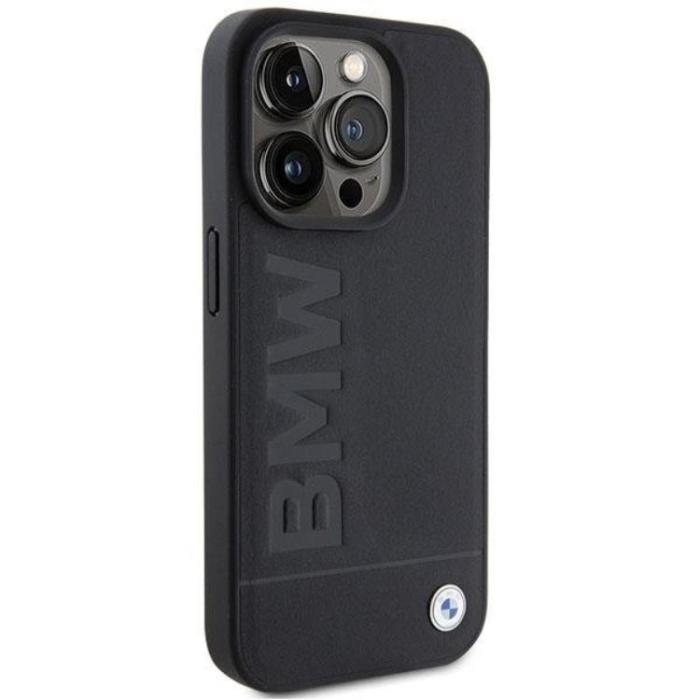 BMW - BMW iPhone 15 Pro Max Mobilskal Läder Hot Stamp - Svart