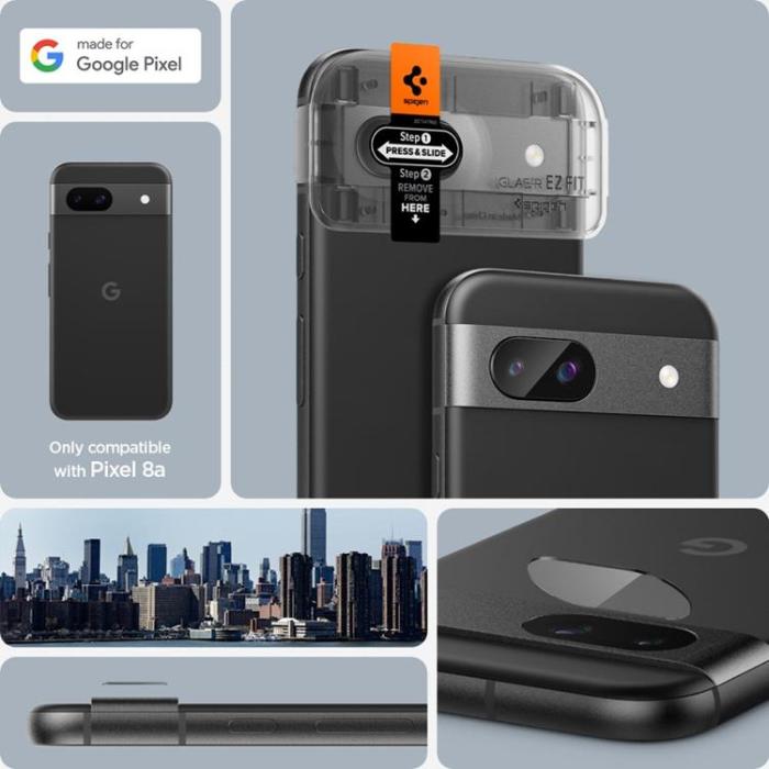 UTGATT - Spigen [2-Pack] Google Pixel 8A Kameralinsskydd Härdat Glas