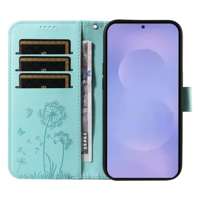 OEM - Samsung Galaxy S26+ Plånboksfodral Konstläder Med Rem Dandelion - Grön
