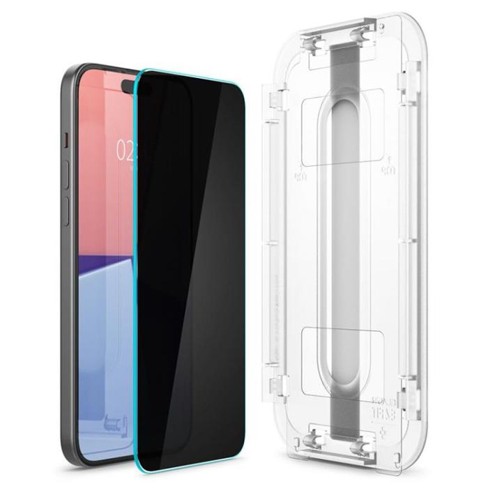 Spigen - Spigen iPhone 15 Pro Härdat Glas Skärmskydd Privacy