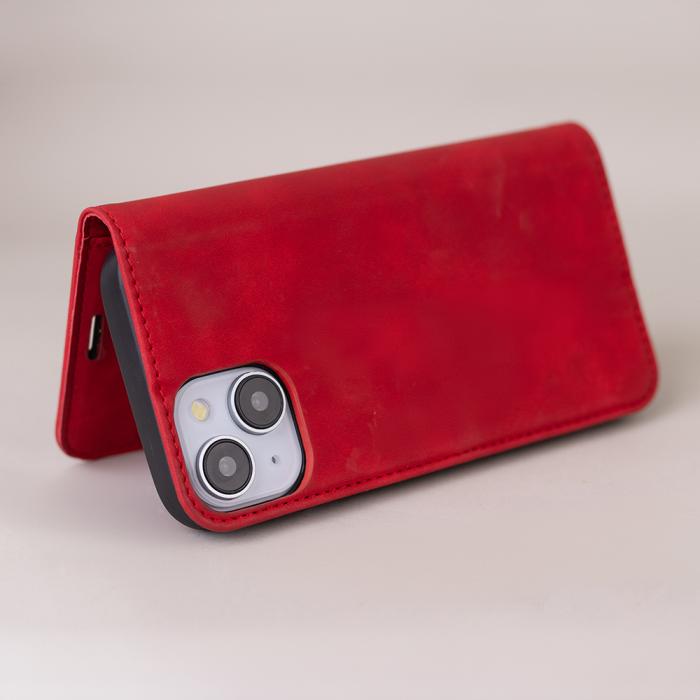 OEM - iPhone 16 Plus Plånboksfodral Smart Suede - Röd