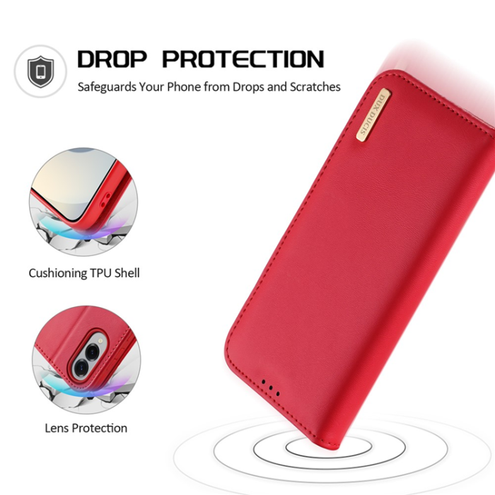 Dux Ducis - Dux Ducis Galaxy S25 Edge Plånboksfodral Äkta läder Hivo RFID