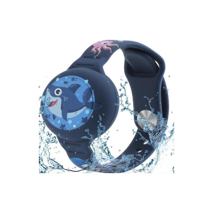 OFKOZ - OFKOZ Armband Apple Airtag Barn Vattentät Haj Blå