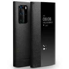 QIALINO - QIALINO Huawei P40 Fodral Äkta Läder med Fönster - Svart