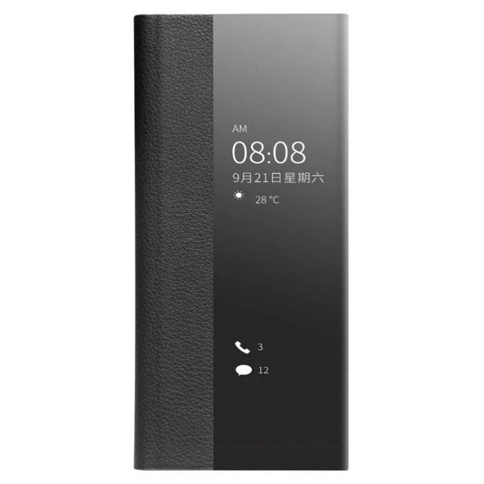 QIALINO - QIALINO Huawei P40 Fodral Äkta Läder med Fönster - Svart