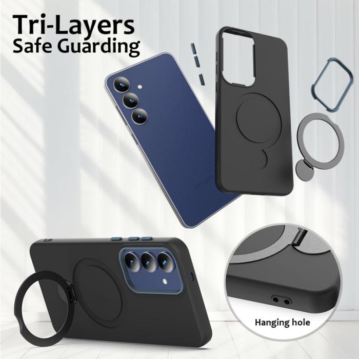 OEM - Mobilskal för Samsung Galaxy S26 Magnetiskt Ring Kickstand TPU + PC - Svart