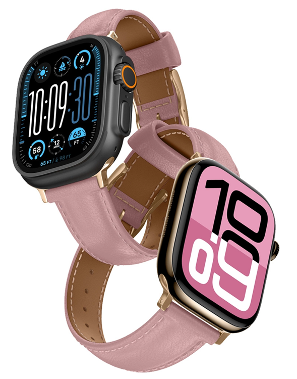 AmazingThing Apple Watch 45/46/49mm Armband Class Läder - Rosa | 5122 | AlltMobil