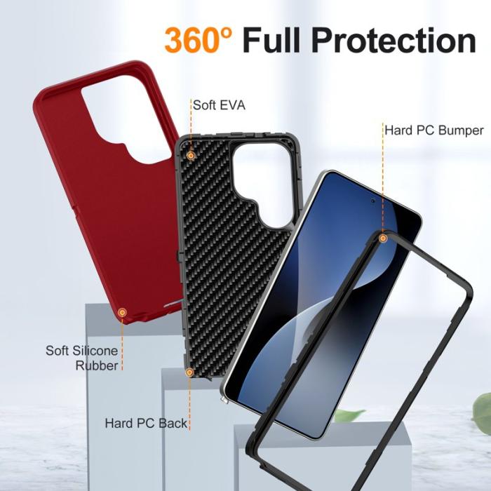 OEM - Mobilskal för Samsung Galaxy S26 Ultra PC + Silikon - Röd + Svart