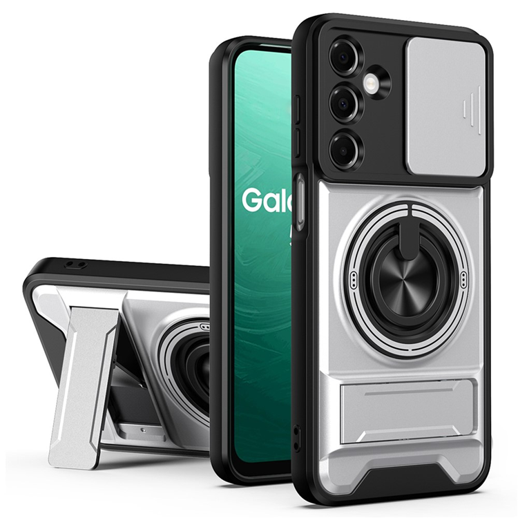 Galaxy A37 Mobilskal MagSafe med Camera Lens Slider Ringhållare - Silver (Silver) | 2353 | AlltMobil