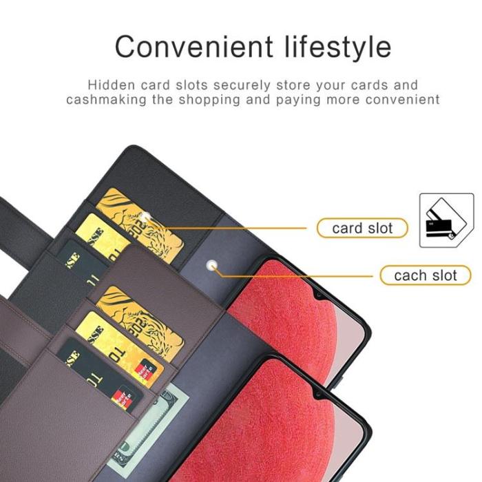A-One Brand - Folio Flip Äkta Läder Plånboksfodral Galaxy A13 4G - Brun