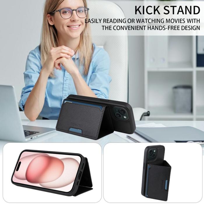 BETOPNICE - BETOPNICE iPhone 15 Fodral KonstLäder med Ställ - Svart