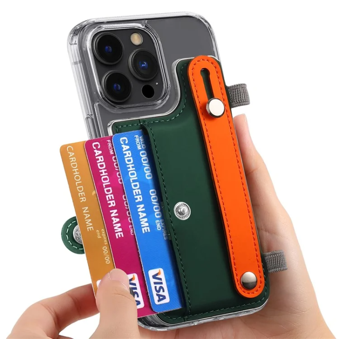 A-One Brand - Korthållare Kickstand PU-läder - Svartgrön