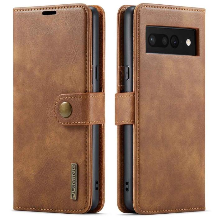 DG.MING - DG.MING Google Pixel 7 Pro 5G Plånboksfodral 2-i-1 Äkta läder brun