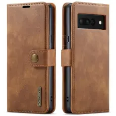DG.MING - DG.MING Google Pixel 7 Pro 5G Pl&aring;nboksfodral 2-i-1 &Auml;kta l&auml;der brun