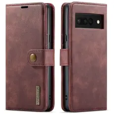 DG.MING - DG.MING Google Pixel 7 Pro 5G Pl&aring;nboksfodral &Auml;kta L&auml;der 2-i-1 R&ouml;d
