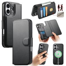 CASENEO - CASENEO iPhone 16 Pl&aring;nboksfodral RFID Blocking Konstl&auml;der - Svart