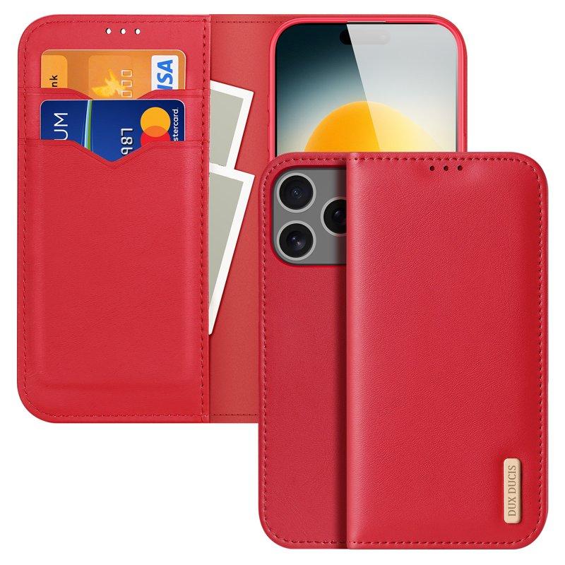 DUX DUCIS Hivo iPhone 17 Pro Plånboksfodral Äkta läder - Röd | 2353 | AlltMobil