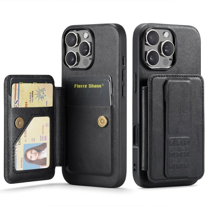 FIERRE SHANN - FIERRE SHANN 024 iPhone 16 Pro Fodral KonstLäder - Svart
