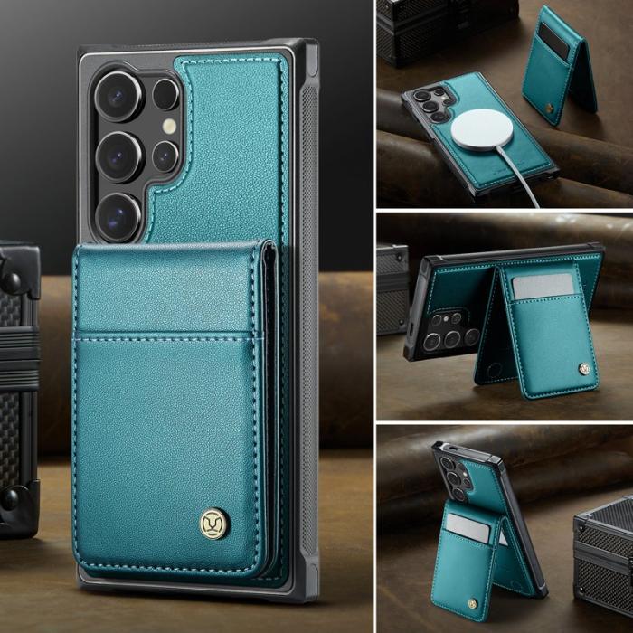 JEEHOOD - JEEHOOD J06 Konstläder fodral till Samsung Galaxy S23 Ultra - Blå