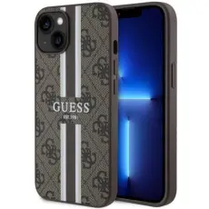 Guess - Guess iPhone 14 Plus Mobilskal MagSafe Printed Stripes Brun