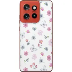 Gustaf - Mobilskal till Motorola Edge 50 Neo med Blommor och fj&auml;rillar