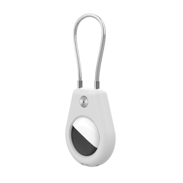 OEM - AirTag Skal med Stålkabel - Vit