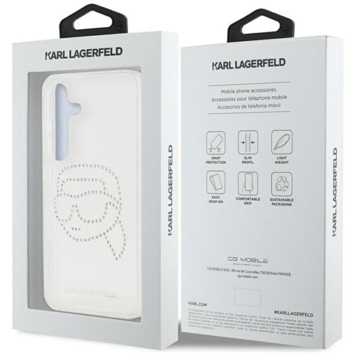 KARL LAGERFELD - Karl Lagerfeld Galaxy S25 Mobilskal Rhinestones Karl Head Logo - Transparent