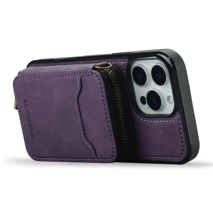 LC.imeeke - LC.IMEEKE L6 iPhone 14 Pro Max Plånboksfodral Konstläder - Lila