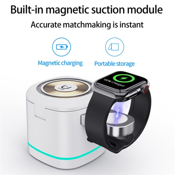 Hoco - 3in1 Magnetisk Trådlös Laddare för Mobil, Smartklocka, Hörlurar H32