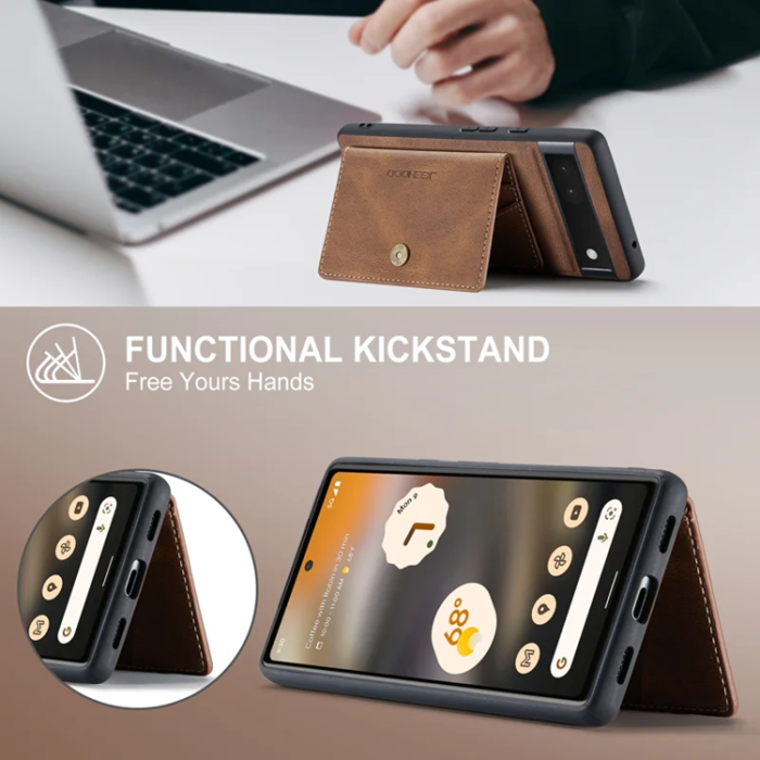 OEM - JEEHOOD Google Pixel 6a Fodral KonstLäder - Brun