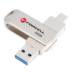 Forcell - Forcell Pendrive 64GB USB 3.2 Gen 1(USB-A/USB-C) - Silver