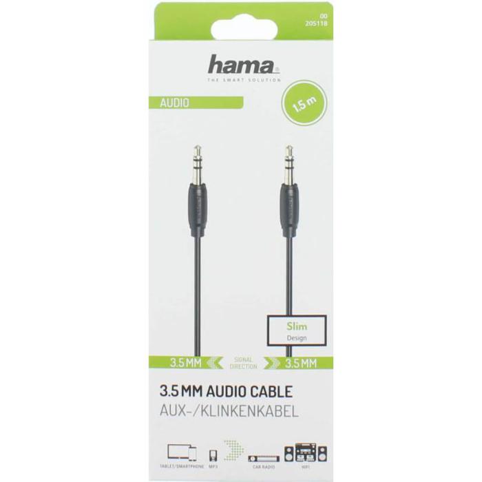 Hama - Hama Kabel Ljud 3.5mm-3.5mm Guldpläterad, 1.5m