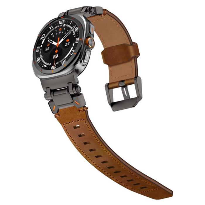 Boom of Sweden - Galaxy Watch Ultra (47mm) Armband Svart Äkta Läder - Brun