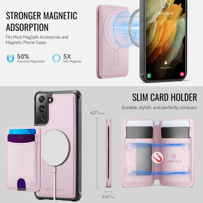 OEM - JEEHOOD Samsung Galaxy S21 5G Fodral KonstLäder - Rosa